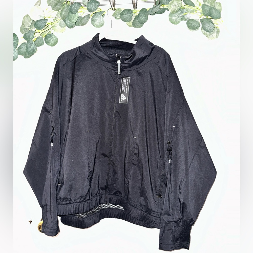 adidas black mesh windbreaker